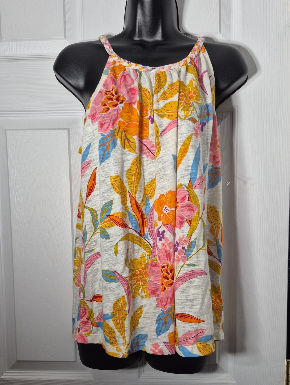 NWT - C&C California Floral Halter Tank multi Color— Linen Blend Size M -
